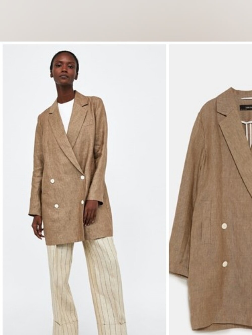 Zara Linen Double Breasted Oversized Blazer Size M
